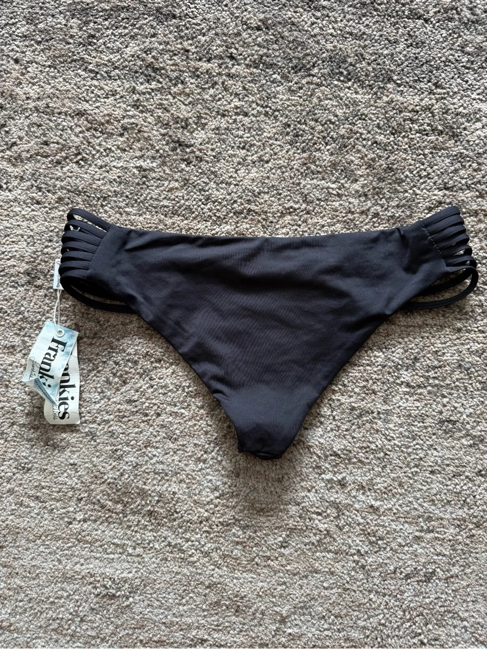 NWT Frankies Bikinis Flora Swim Bottom in Black Rose